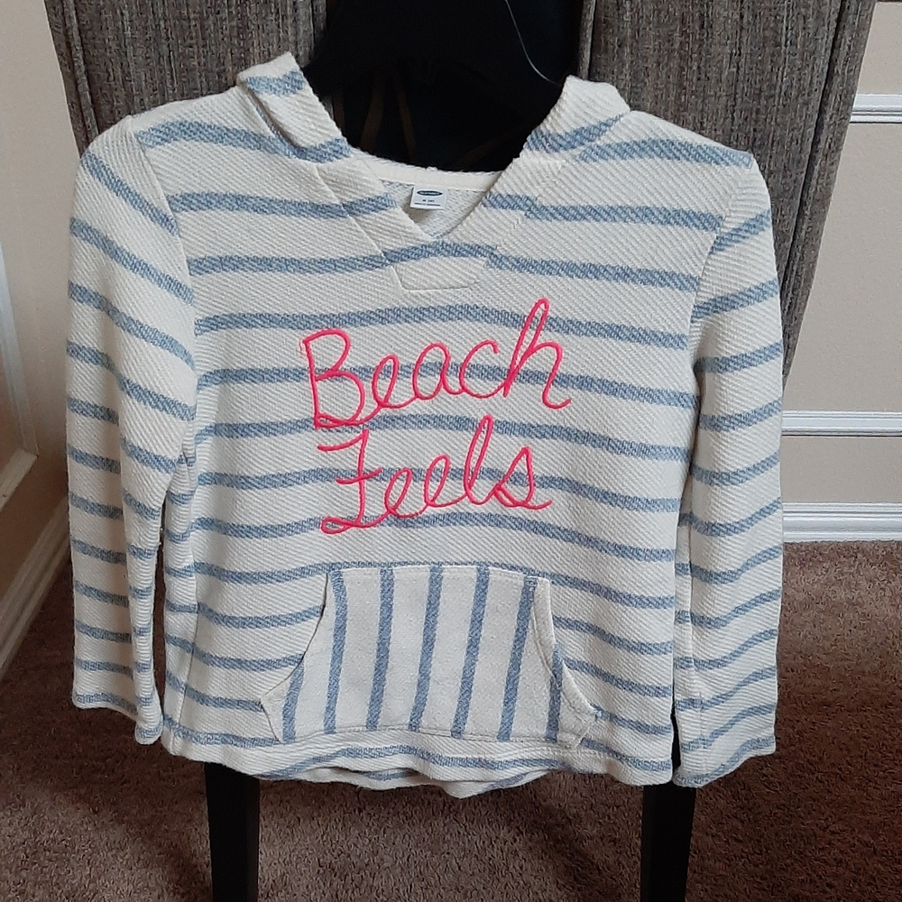 Old Navy Blue and White Striped Kids Hoodie